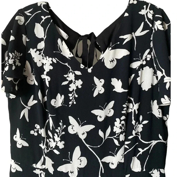 RSVP by TALBOTS |Black/White Floral Print Flowing Fit & Flare Midi Dress Size 10 - Picture 4 of 11